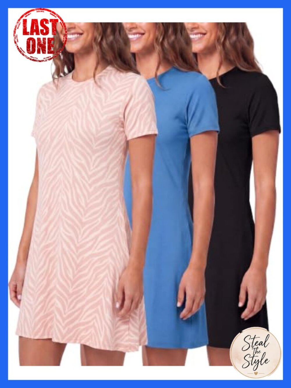 Women's 3 Pack T Shirt Dresses Casual Short Sleeve Midi Dress with Pockets